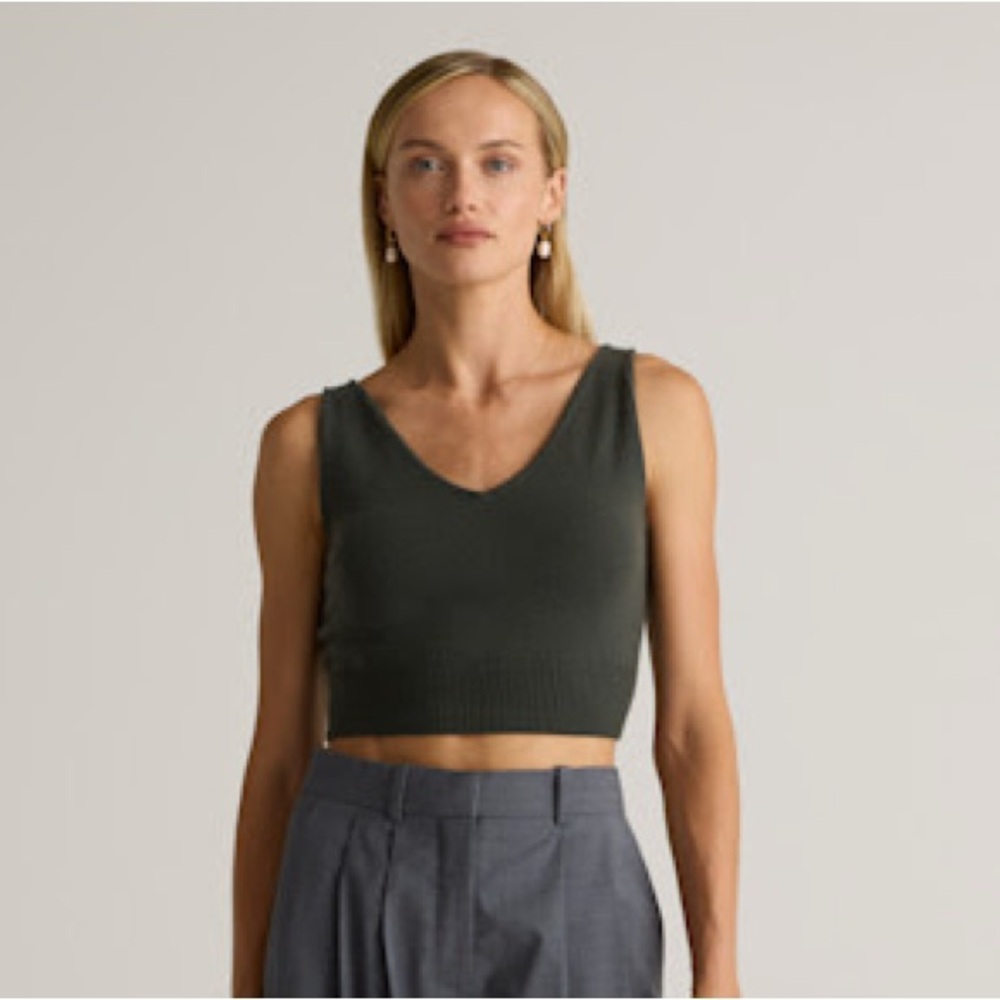 NWT Quince Mongolian Cashmere Cropped Tank, Moss Green, Size S